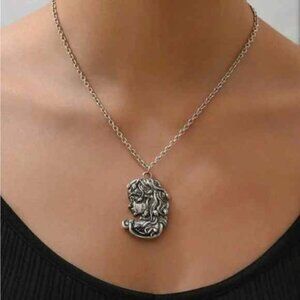Medusa Gorgo Gorgon Snake Hair Monster Stone Gaze Goth Carved Stainless Necklace